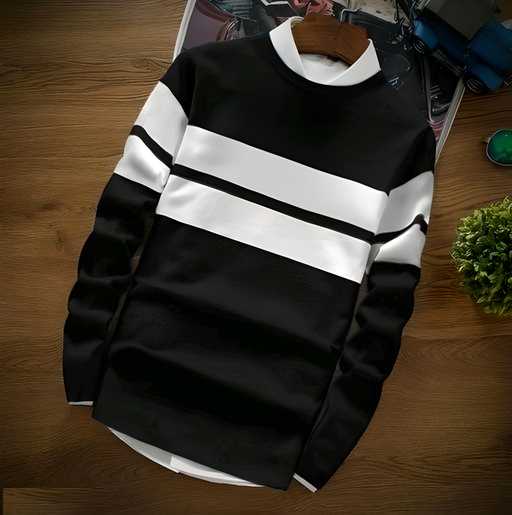 Cotton Blend Color Block Full Sleeves T-Shirt 1